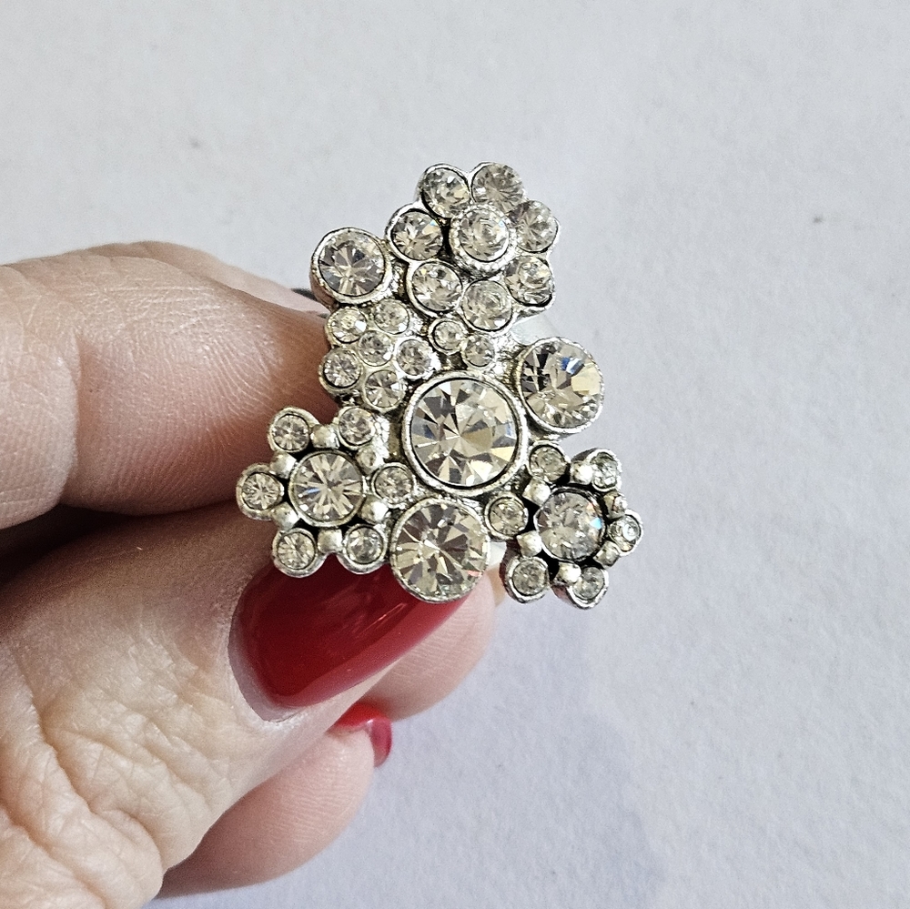 Pilgrim crystal and silver tone coctail ring, size 6.5. NWT.